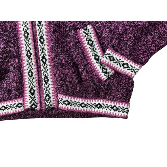 Maki Arts Women Hooded Alpaca Handmade Sweater Cardigan Purple / Black Ecuador - Picture 4 of 7